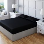 Non Iron Polycotton Plain Dyed Fitted Sheet Extra Deep 25cm Elasticated Skirt - Double - Black