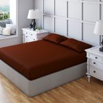 Non Iron Polycotton Plain Dyed Fitted Sheet Extra Deep 25cm Elasticated Skirt - Double - Brown