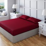 Non Iron Polycotton Plain Dyed Fitted Sheet Extra Deep 25cm Elasticated Skirt - Bunk - Burgundy