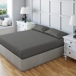 Non Iron Polycotton Plain Dyed Fitted Sheet Extra Deep 25cm Elasticated Skirt - Bunk - Dark Grey