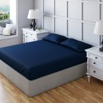 Non Iron Polycotton Plain Dyed Fitted Sheet Extra Deep 25cm Elasticated Skirt - Cot(60x120cm) - Navy Blue