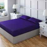 Non Iron Polycotton Plain Dyed Fitted Sheet Extra Deep 25cm Elasticated Skirt - Double - Purple