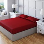 Non Iron Polycotton Plain Dyed Fitted Sheet Extra Deep 25cm Elasticated Skirt - Bunk - Red