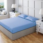 Non Iron Polycotton Plain Dyed Fitted Sheet Extra Deep 25cm Elasticated Skirt - King - Sky Blue