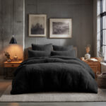 Teddy Bear Fleece Duvet Cover & Pillow Case Set - Single - Black