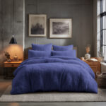 Teddy Bear Fleece Duvet Cover & Pillow Case Set - Single - Navy