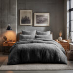 Teddy Bear Fleece Duvet Cover & Pillow Case Set - Super King - Silver