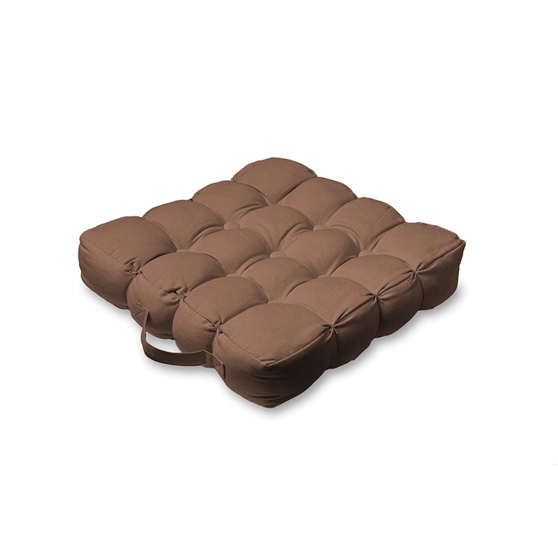 2 Quilted 9 Button Seat Pad Cushion Booster 100% Cotton Cover 45cm Square - Chocolate Quilted - Image 1