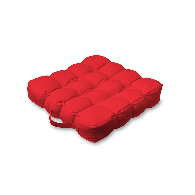 4 Quilted 9 Button Seat Pad Cushion Booster 100% Cotton Cover 45cm Square - Red Quilted - Image 1