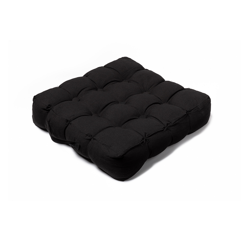 6 Quilted 9 Button Seat Pad Cushion Booster 100% Cotton Cover 45cm Square - Black Quilted - Image 1