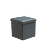 Faux Leather Storage Ottoman Storage Box With Lid Foldable - 38x38x38cm Square - Grey