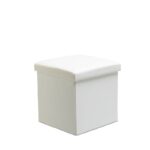 Faux Leather Storage Ottoman Storage Box With Lid Foldable - 38x38x38cm Square - White
