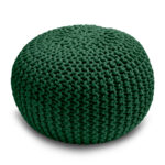 Knitted Pouffe Chunky Round Footstool Ottoman 100% Cotton - Green