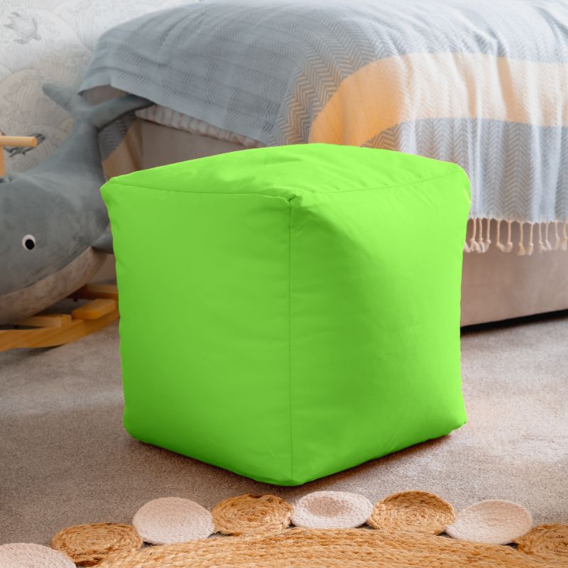 Light Green Waterproof Cube Indoor Outdoor Bean Bag Foot Stool Pouffe - Light Green - Image 1