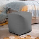Waterproof Cube Indoor Outdoor Bean Bag Foot Stool Pouffe - Light Grey