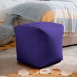 Waterproof Cube Indoor Outdoor Bean Bag Foot Stool Pouffe - Purple
