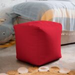 Waterproof Cube Indoor Outdoor Bean Bag Foot Stool Pouffe - Red