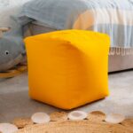 Waterproof Cube Indoor Outdoor Bean Bag Foot Stool Pouffe - Yellow