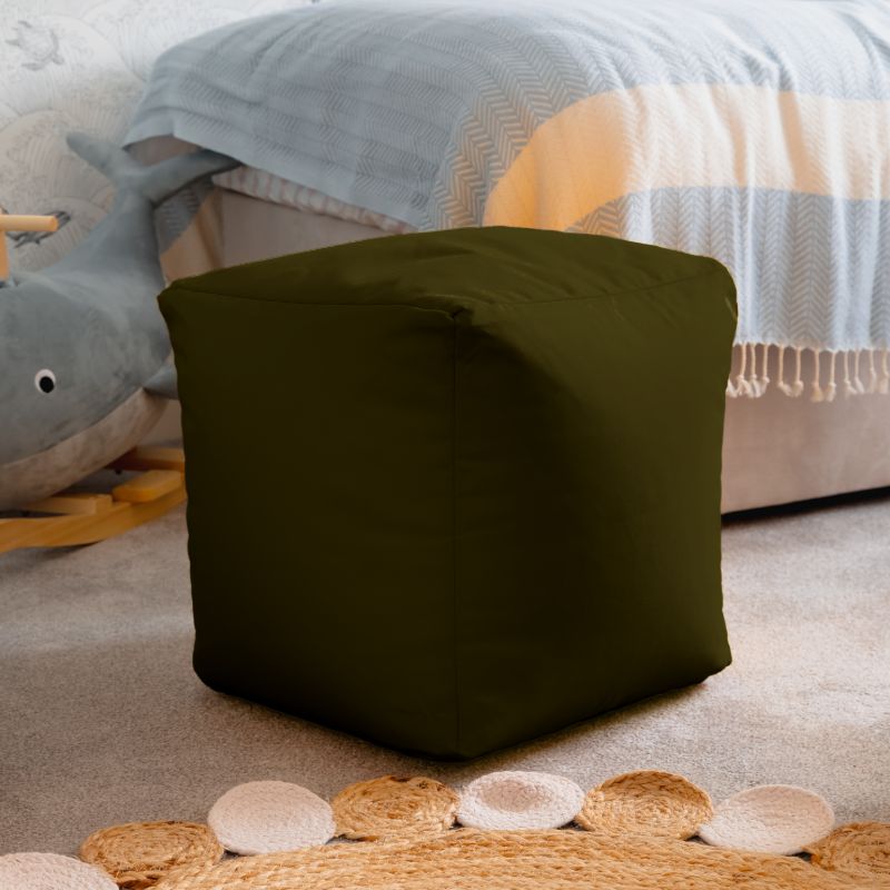 amz brown Waterproof Cube Indoor Outdoor Bean Bag Foot Stool Pouffe - Brown - Image 1