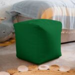 Waterproof Cube Indoor Outdoor Bean Bag Foot Stool Pouffe - Dark Green