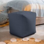 Waterproof Cube Indoor Outdoor Bean Bag Foot Stool Pouffe - Dark Grey