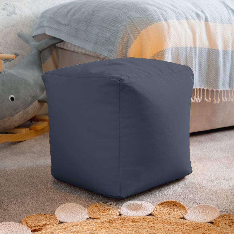 dark grey Waterproof Cube Indoor Outdoor Bean Bag Foot Stool Pouffe - Dark Grey - Image 1