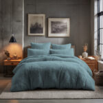 Teddy Bear Fleece Duvet Cover & Pillow Case Set - Single - Blue