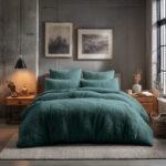 Teddy Bear Fleece Duvet Cover & Pillow Case Set - Super King - Teal
