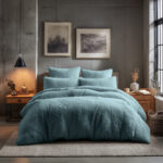Teddy Bear Fleece Duvet Cover & Pillow Case Set - Single - Duck Egg