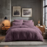 Teddy Bear Fleece Duvet Cover & Pillow Case Set - King - Lilac