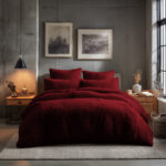 Teddy Bear Fleece Duvet Cover & Pillow Case Set - King - Red