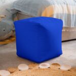 Waterproof Cube Indoor Outdoor Bean Bag Foot Stool Pouffe - Blue