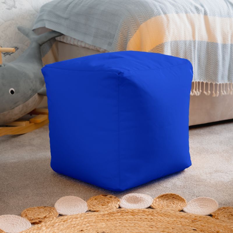 waterproof cube 2 Waterproof Cube Indoor Outdoor Bean Bag Foot Stool Pouffe - Blue - Image 1