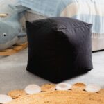 Waterproof Cube Indoor Outdoor Bean Bag Foot Stool Pouffe - Black