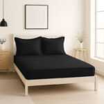 Luxury 200TC Oxford Border Pillowcase Pair Soft Feel - Black