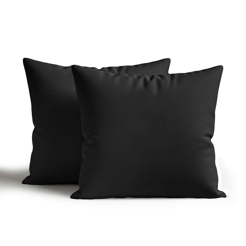 black Waterproof Outdoor Garden Patio Cushion Cover And Inner Square Pack Of 2 or 4 - 45 x 45cm - Pack of 2 - Black - Image 1