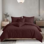 Plain Dyed Easy Care Polycotton Duvet Cover And Pillowcases Set Bed Linen - Single - Chocolate