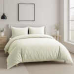 Luxury 200TC Duvet Cover And Pillowcases Set Bed Linen - Cream - Double