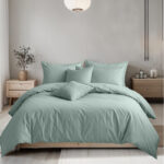 Plain Dyed Easy Care Polycotton Duvet Cover And Pillowcases Set Bed Linen - Single - Duck Egg