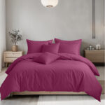 Plain Dyed Easy Care Polycotton Duvet Cover And Pillowcases Set Bed Linen - Double - Fuchsia
