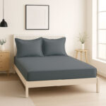 Luxury 200TC Oxford Border Pillowcase Pair Soft Feel - Grey