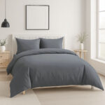 Luxury 200TC Duvet Cover And Pillowcases Set Bed Linen - Grey - Single