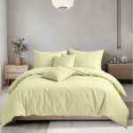 Plain Dyed Easy Care Polycotton Duvet Cover And Pillowcases Set Bed Linen - Single - Lemon