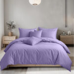 Plain Dyed Easy Care Polycotton Duvet Cover And Pillowcases Set Bed Linen - King - Lilac