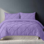 Pintuck Pinch Pleated Polycotton Duvet Cover And Pillowcases Set Bed Linen - Double - Lilac
