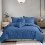 Plain Dyed Easy Care Polycotton Duvet Cover And Pillowcases Set Bed Linen - Double - Mid Blue