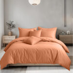 Plain Dyed Easy Care Polycotton Duvet Cover And Pillowcases Set Bed Linen - Single - Peach
