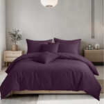 Plain Dyed Easy Care Polycotton Duvet Cover And Pillowcases Set Bed Linen - Single - Plum
