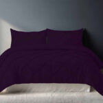 Pintuck Pinch Pleated Polycotton Duvet Cover And Pillowcases Set Bed Linen - Double - Plum