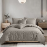 Plain Dyed Easy Care Polycotton Duvet Cover And Pillowcases Set Bed Linen - Single - Silver